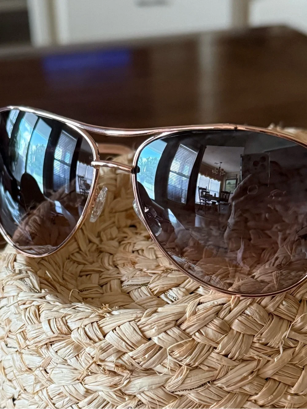 Rose Gold Jessica Simpson J106 Aviator Sunglasses Gray Lenses - Women